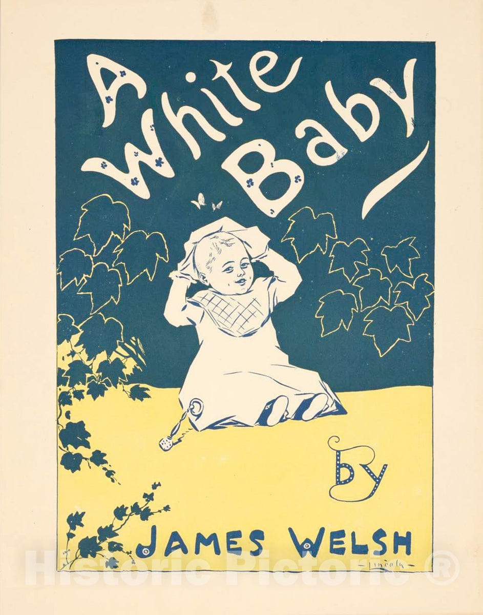 Vintage Poster -  A White Baby by James Welsh, Historic Wall Art