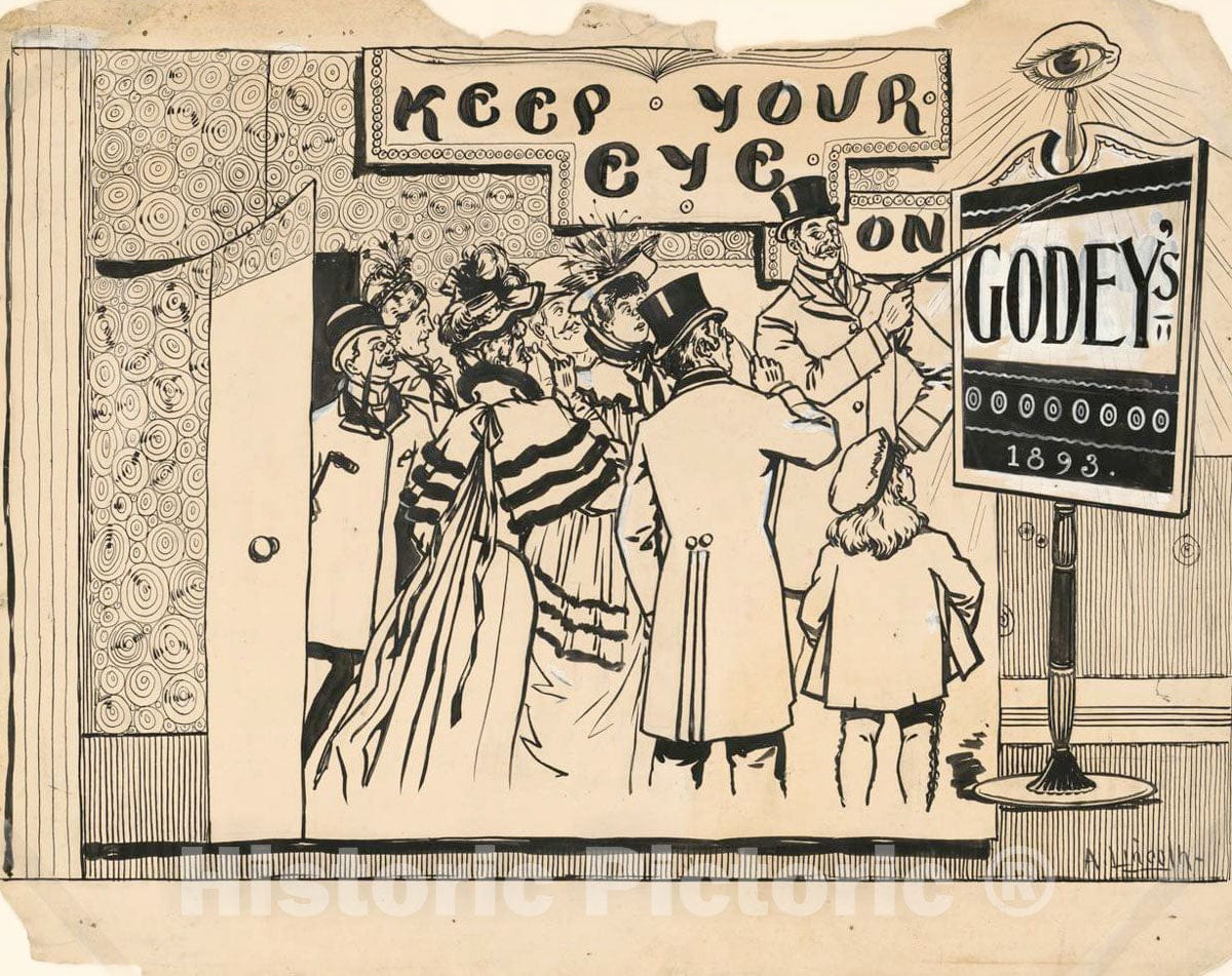 Vintage Poster -  Keep Your Eye on Godey's, Historic Wall Art