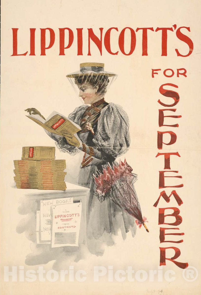 Vintage Poster -  Lippincott's for September, Historic Wall Art