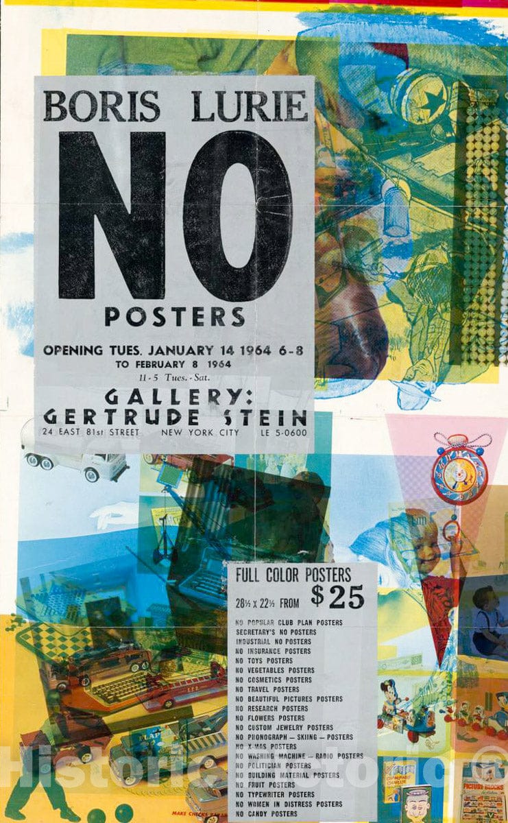 Vintage Poster -  No Posters. Gertrude Stein Gallery, Historic Wall Art