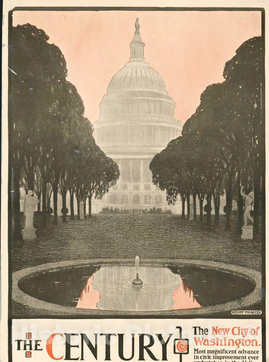 Vintage Poster -  The Century. The New City of Washington, Historic Wall Art