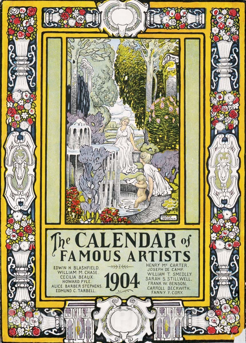 Vintage Poster -  The Calendar of Famous Artists, 1904, Historic Wall Art