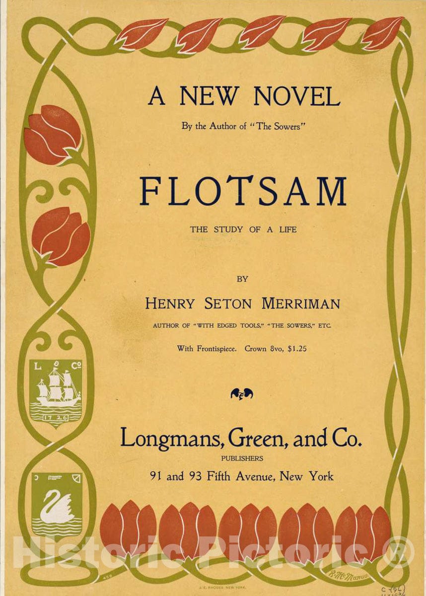 Vintage Poster -  Flotsam by Henry Seton Merriman, Historic Wall Art