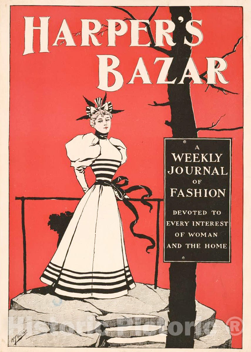 Vintage Poster - Harper's Bazar, a Weekly Journal of Fashion Devoted to Every Interest of Woman and The Home, Historic Wall Art