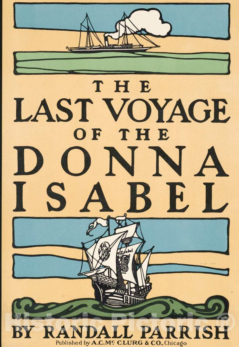 Vintage Poster -  The Last Voyage of The Donna Isabel by Randall Parrish 2, Historic Wall Art