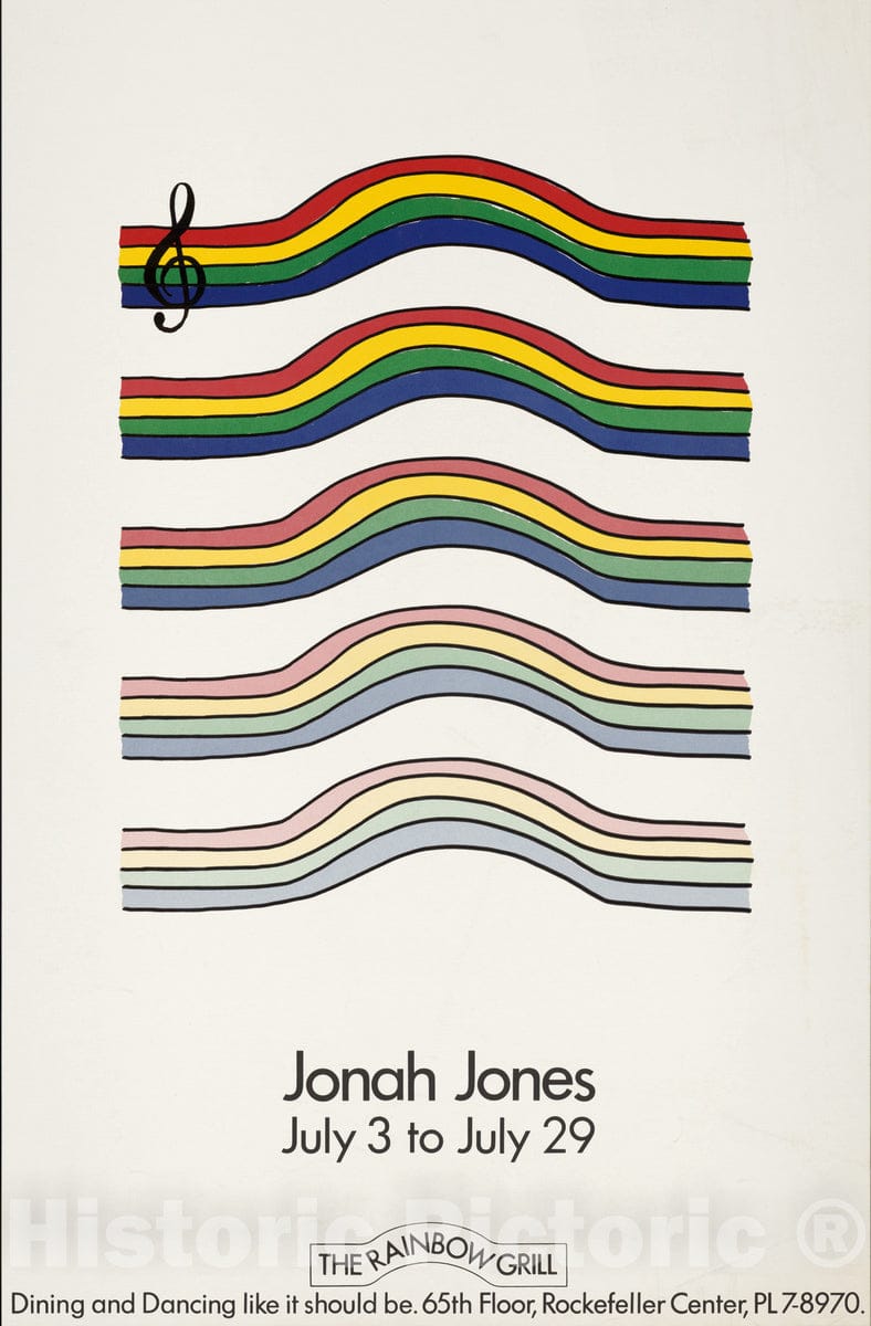 Vintage Poster -  Jonah Jones. The Rainbow Grill. Rockefeller Center, Historic Wall Art