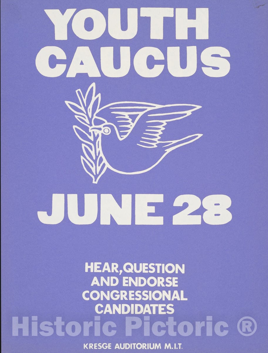 Vintage Poster -  Youth Caucus -  June 28, Historic Wall Art