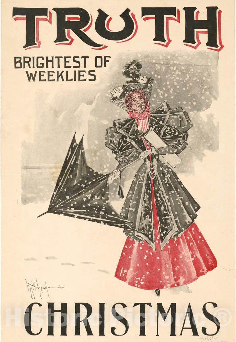 Vintage Poster -  Truth, Brightest of Weeklies. Christmas, Historic Wall Art