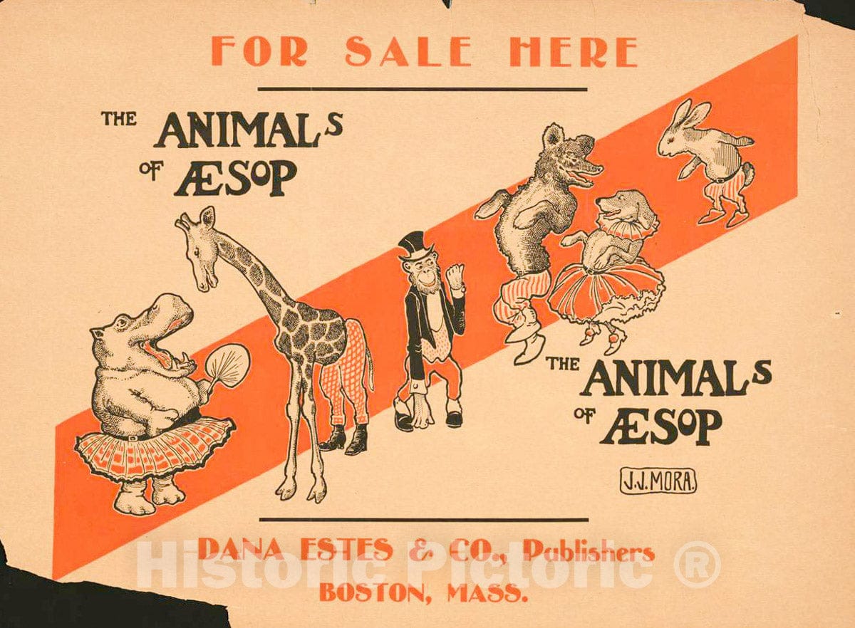 Vintage Poster -  The Animals of Aesop, Historic Wall Art