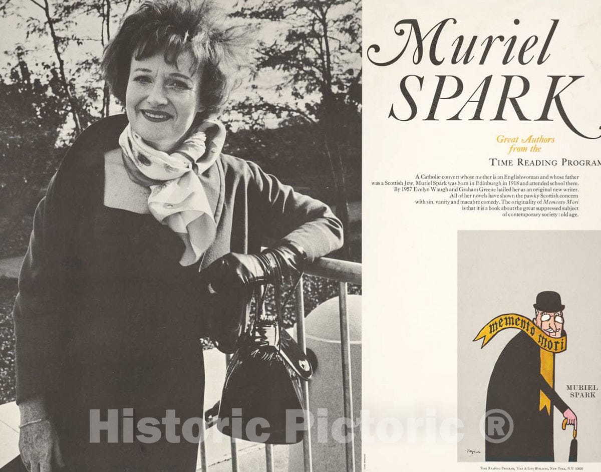 Vintage Poster -  Muriel Spark; Great Authors from The Time Reading Program, Historic Wall Art