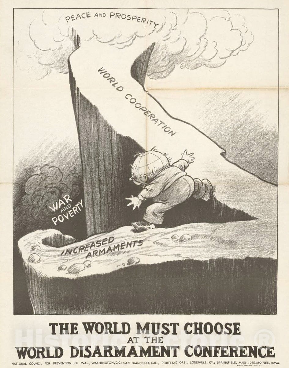 Vintage Poster -  The World Must Choose at The World Disarmament Conference, Historic Wall Art