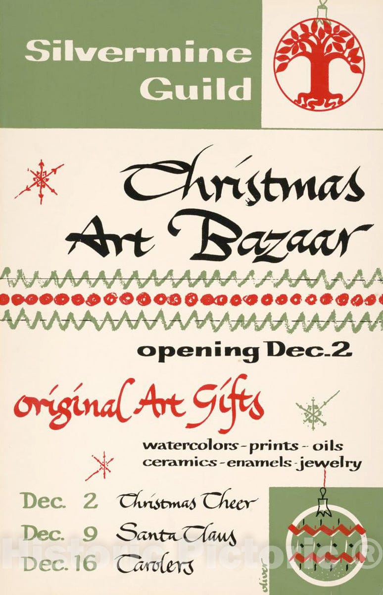 Vintage Poster -  Christmas Art Bazaar, Historic Wall Art