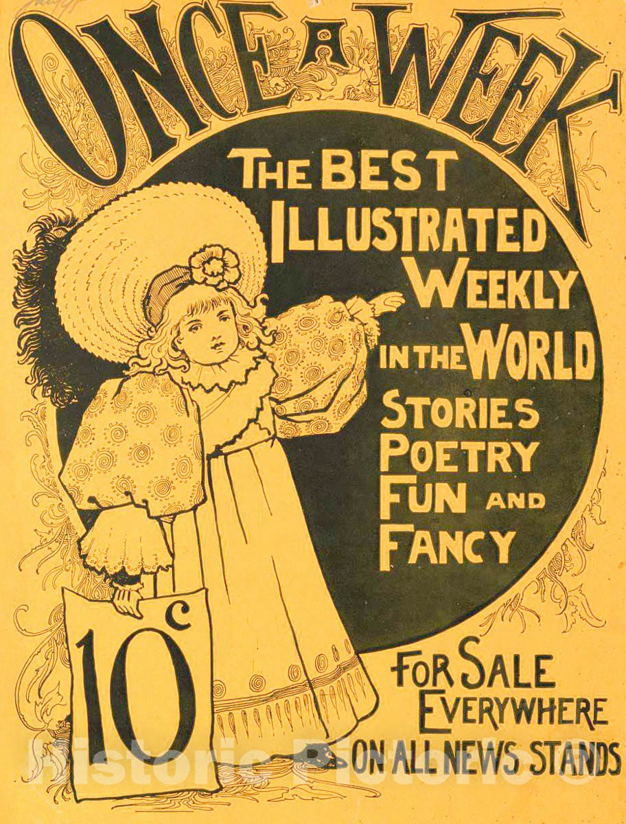 Vintage Poster -  Once a Week: The Best Illustrated Weekly in The World., Historic Wall Art