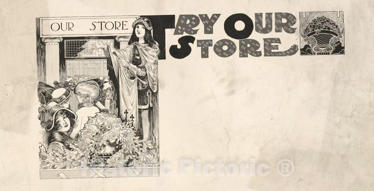 Vintage Poster -  Try Our Store, Historic Wall Art