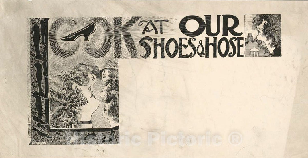 Vintage Poster -  Look at Our Shoes & Hose, Historic Wall Art