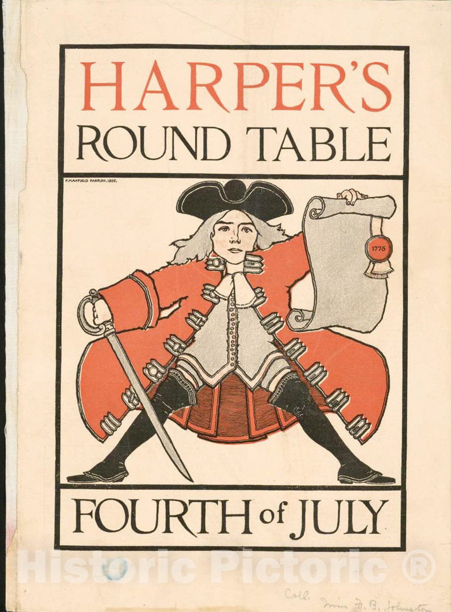 Vintage Poster -  Harper's Round Table. Fourth of July, Historic Wall Art