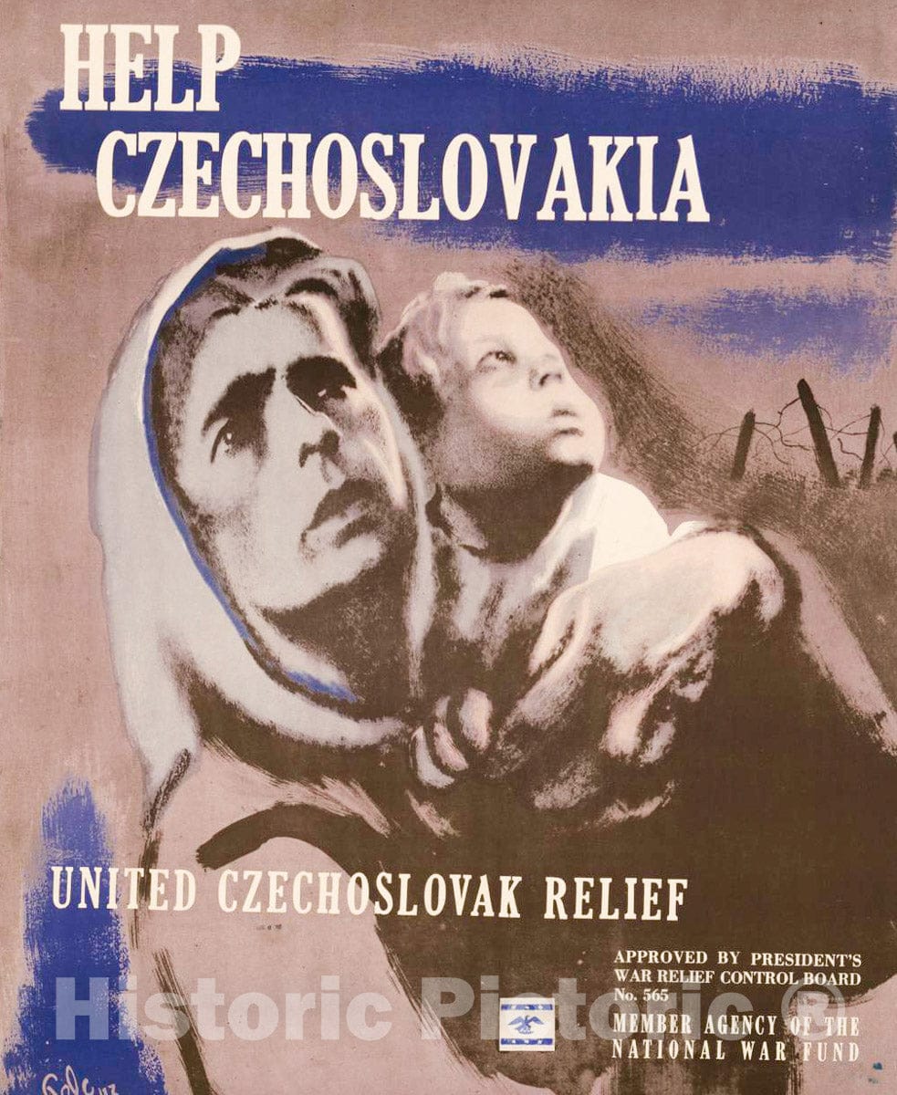 Vintage Poster -  Help Czechoslovakia, Historic Wall Art