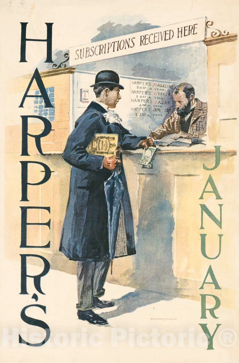 Vintage Poster -  Harper's [for] January 1, Historic Wall Art