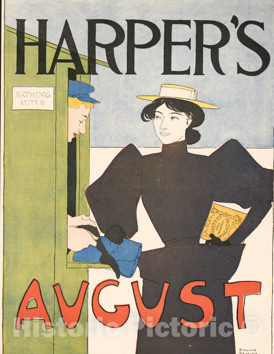 Vintage Poster -  Harper's [for] August., Historic Wall Art