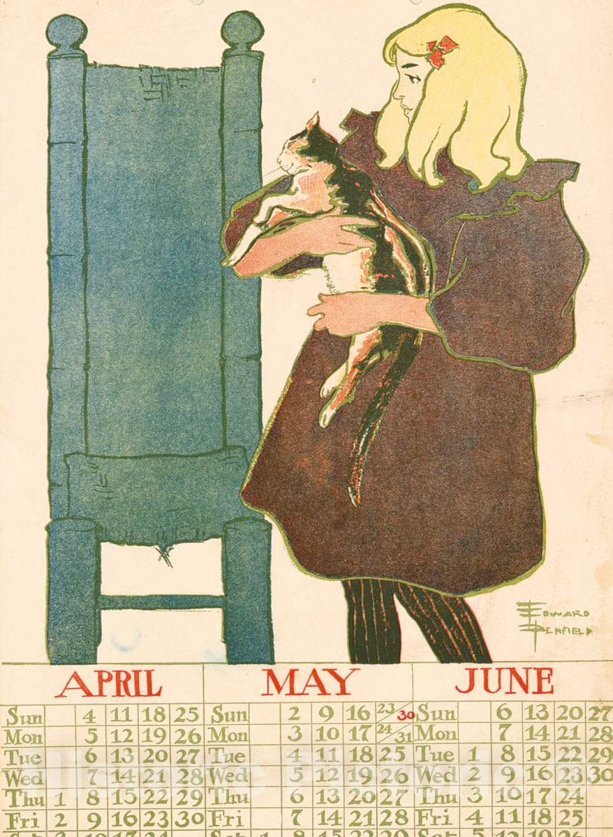 Vintage Poster -  [April May June 1897 Calendar], Historic Wall Art