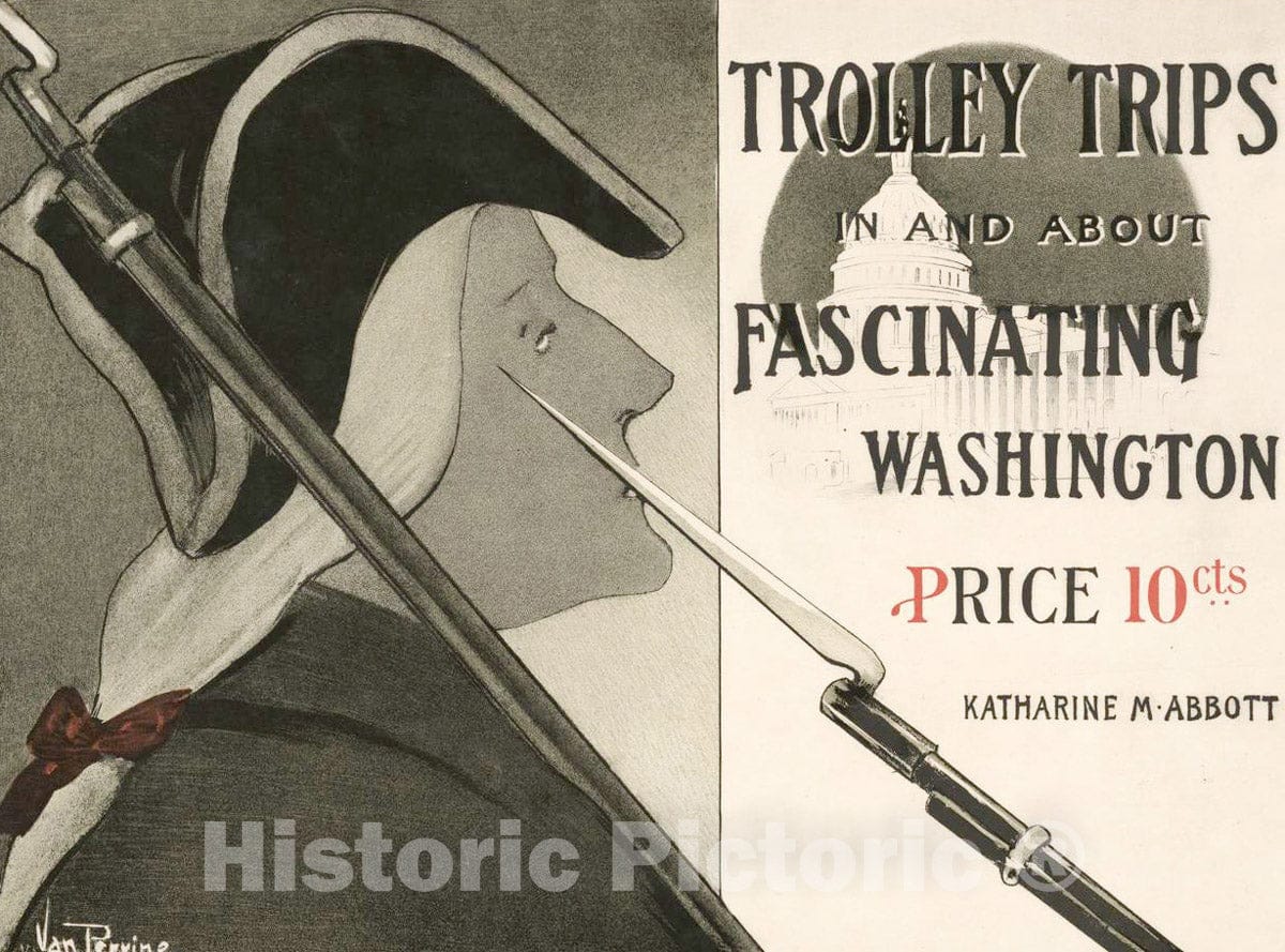 Vintage Poster -  Trolley Trips in and About Fascinating Washington. by Katharine M. Abbott, Historic Wall Art