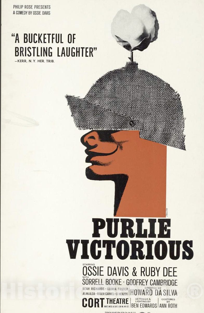 Vintage Poster -  Purlie Victorious Starring Ossie Davis & Ruby Dee. Cort Theatre, Historic Wall Art