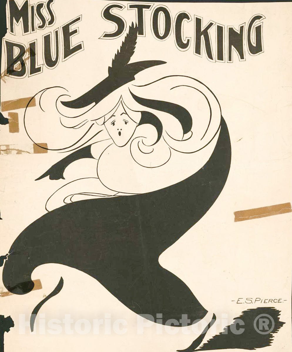 Vintage Poster -  Miss Blue Stocking, Historic Wall Art