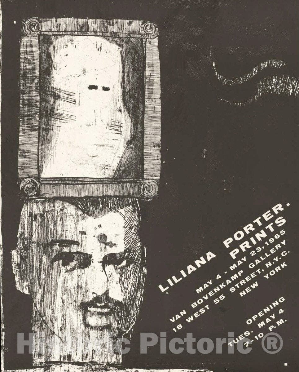 Vintage Poster -  Liliana Porter. Prints May 4 -  May 23, 1965. Van Bovenkamp Gallery, Historic Wall Art