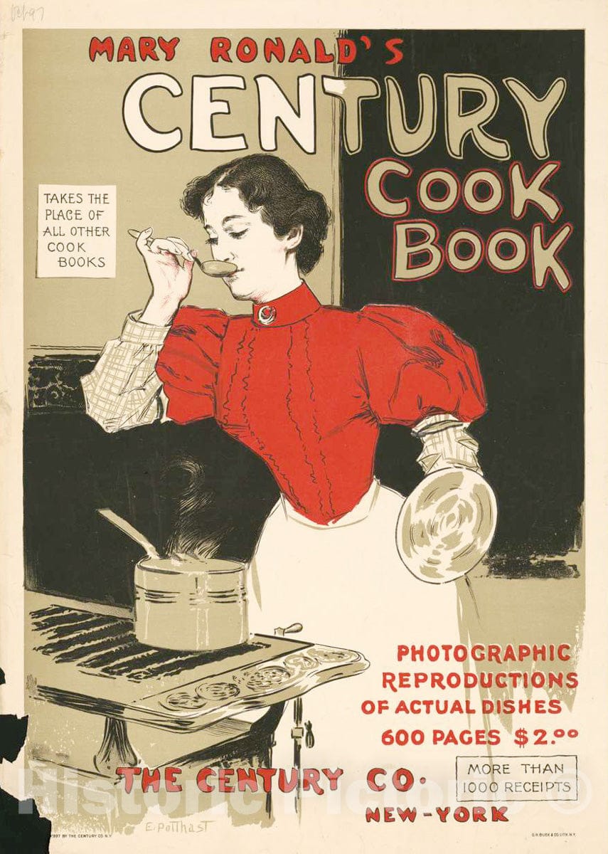 Vintage Poster -  Mary Ronald's Century Cookbook, Historic Wall Art