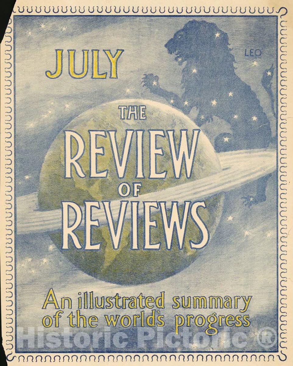 Vintage Poster -  The Review of Reviews. an Illustrated Summary of The World's Progress. July, Historic Wall Art