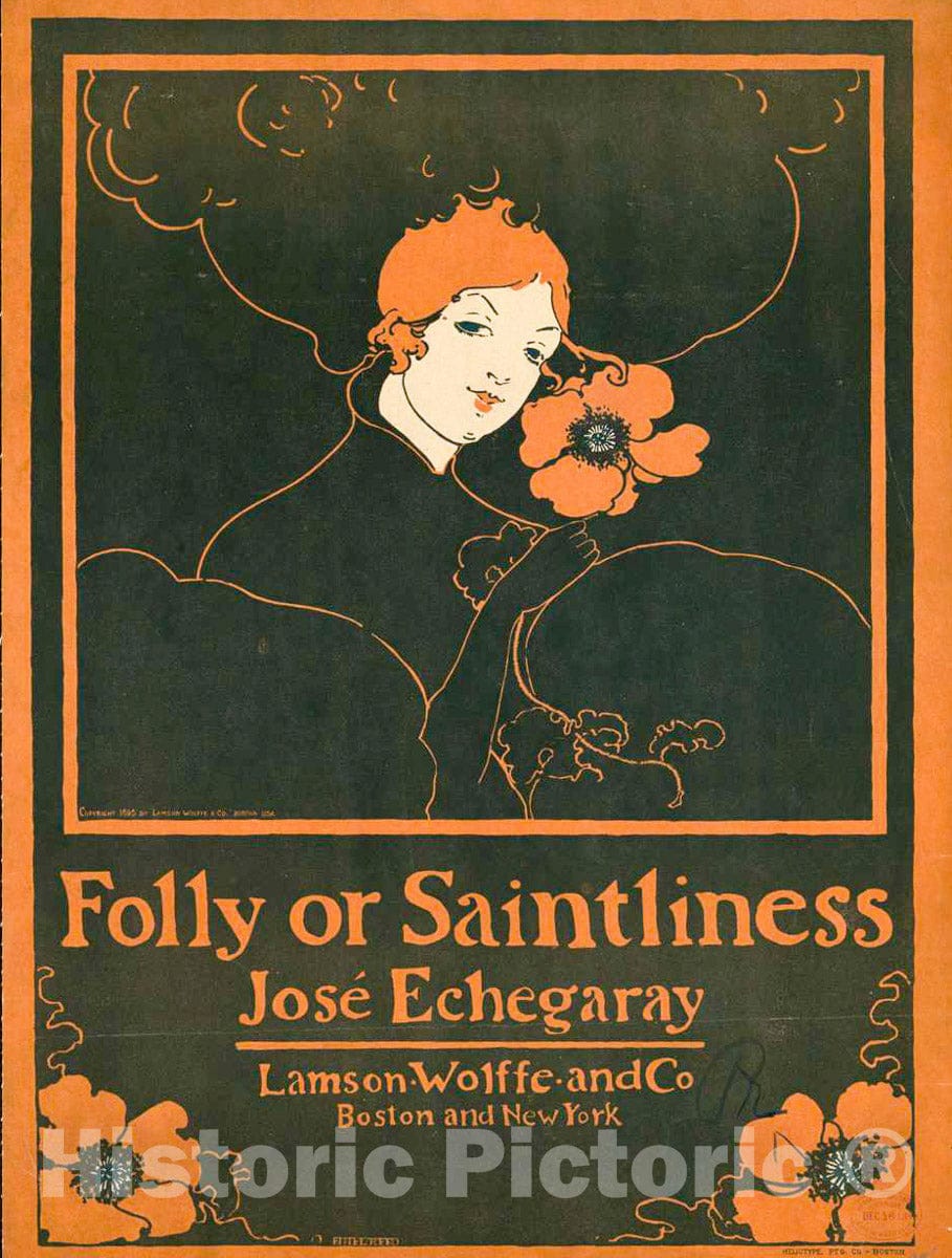 Vintage Poster -  Folly or Saintliness -  Ethel Reed., Historic Wall Art