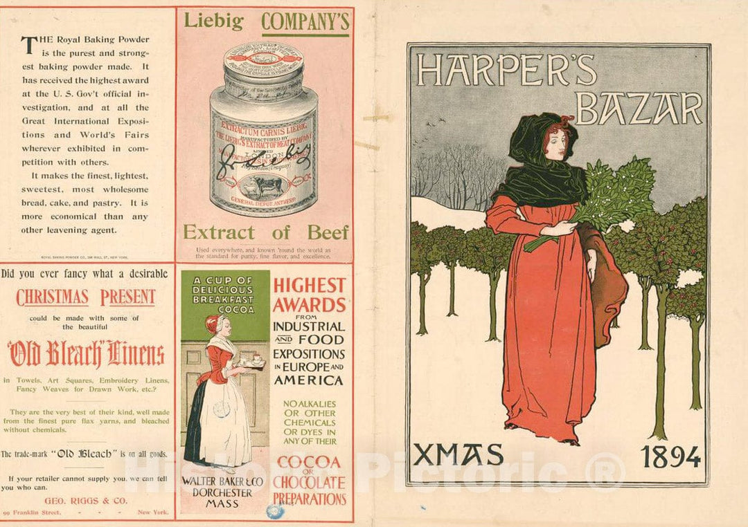 Vintage Poster -  Harper's Bazar, Xmas 1894, Historic Wall Art