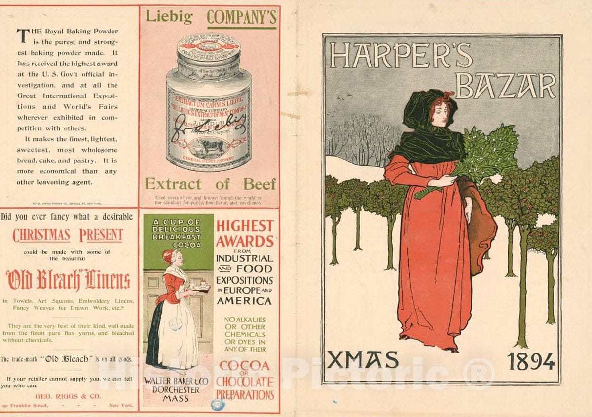 Vintage Poster -  Harper's Bazar, Xmas 1894, Historic Wall Art