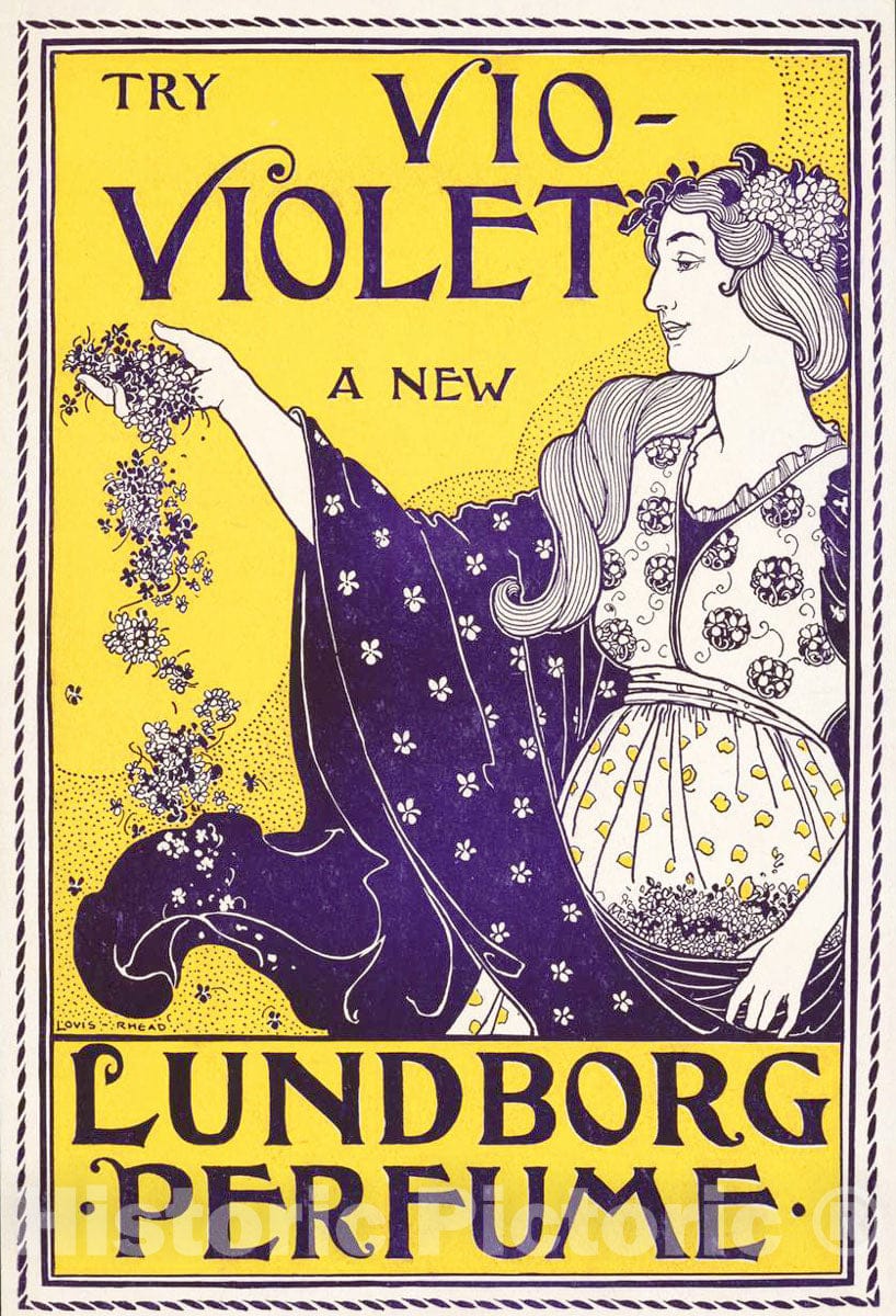 Vintage Poster -  Try VIO - Violet a New Lundborg Perfume, Historic Wall Art