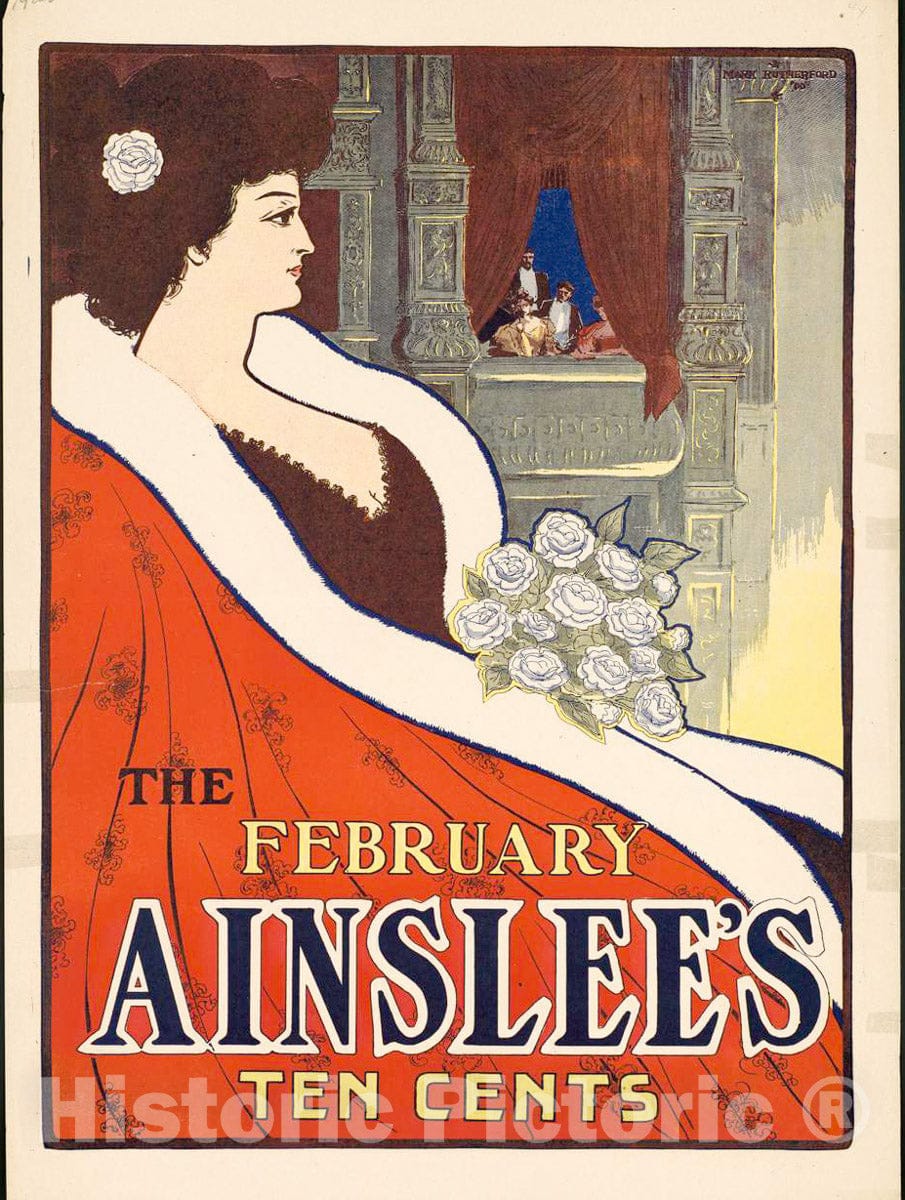 Vintage Poster -  The February Ainslee's -  Ten Cents, Historic Wall Art