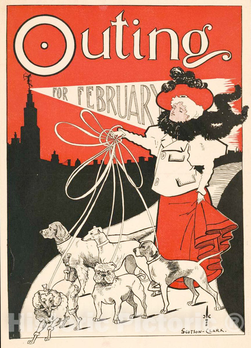 Vintage Poster -  Outing for February, Historic Wall Art