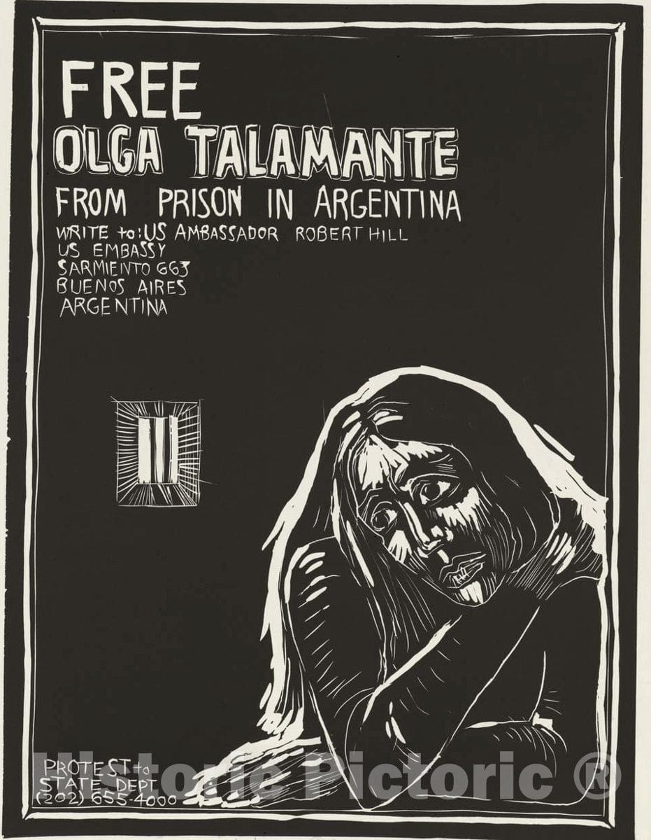 Vintage Poster -  Free Olga Talamante from Prison in Argentina, Historic Wall Art