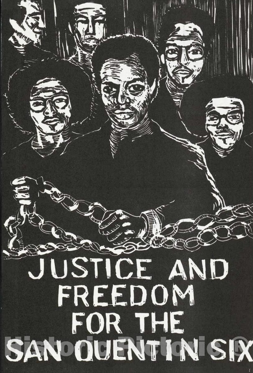 Vintage Poster -  Justice and Freedom for The San Quentin six, Historic Wall Art