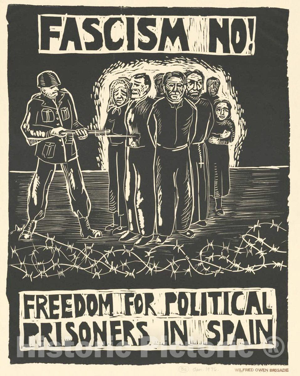 Vintage Poster -  Fascism no! Freedom for Political Prisoners in Spain, Historic Wall Art