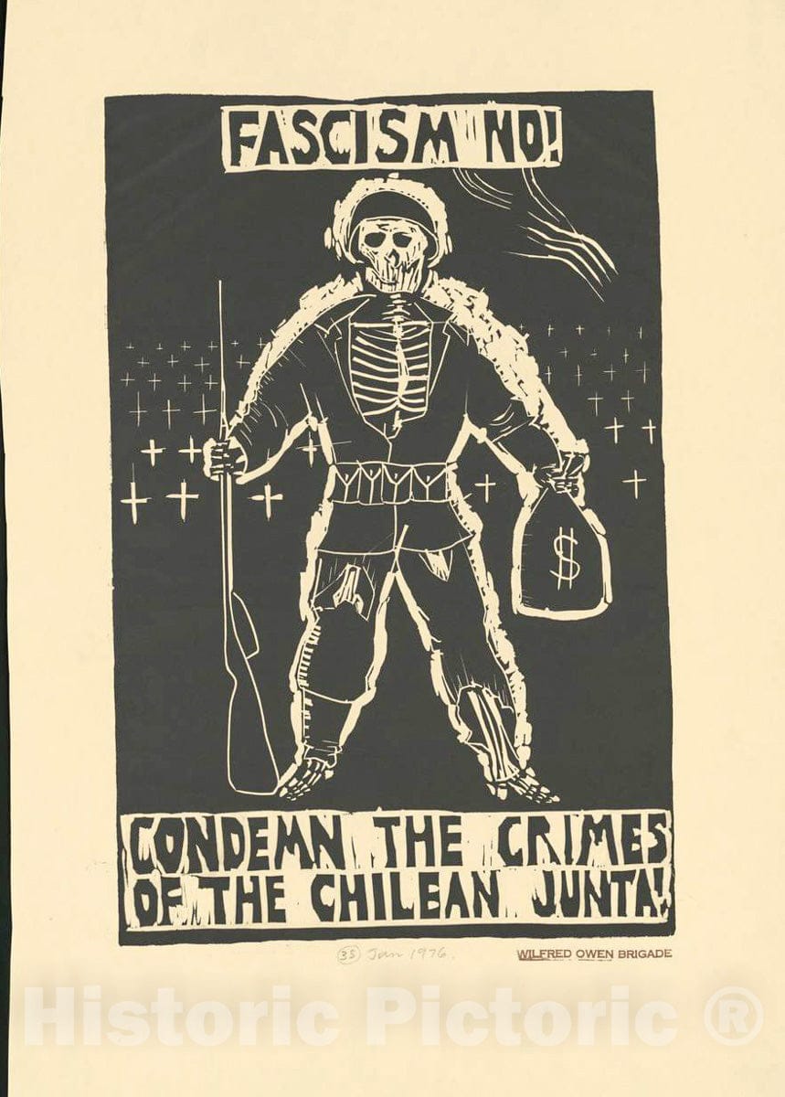 Vintage Poster -  Fascism no! Condemn The Crimes of The Chilean junta!, Historic Wall Art