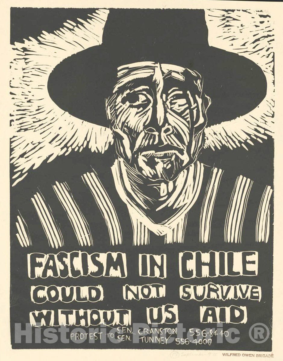 Vintage Poster -  Fascism in Chile Could not Survive Without US aid, Historic Wall Art