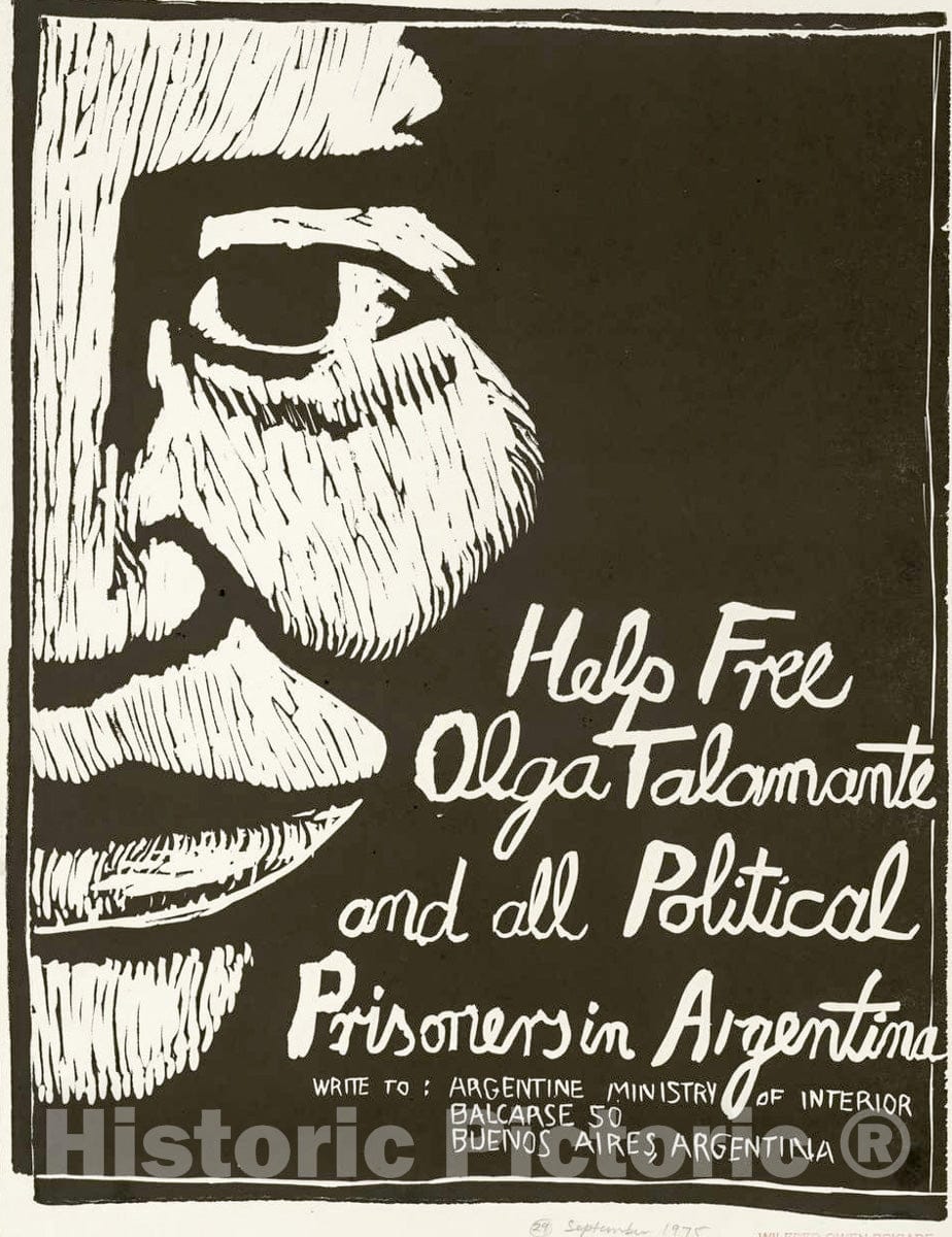 Vintage Poster -  Help Free Olga Talamante and All Political Prisoners in Argentina, Historic Wall Art