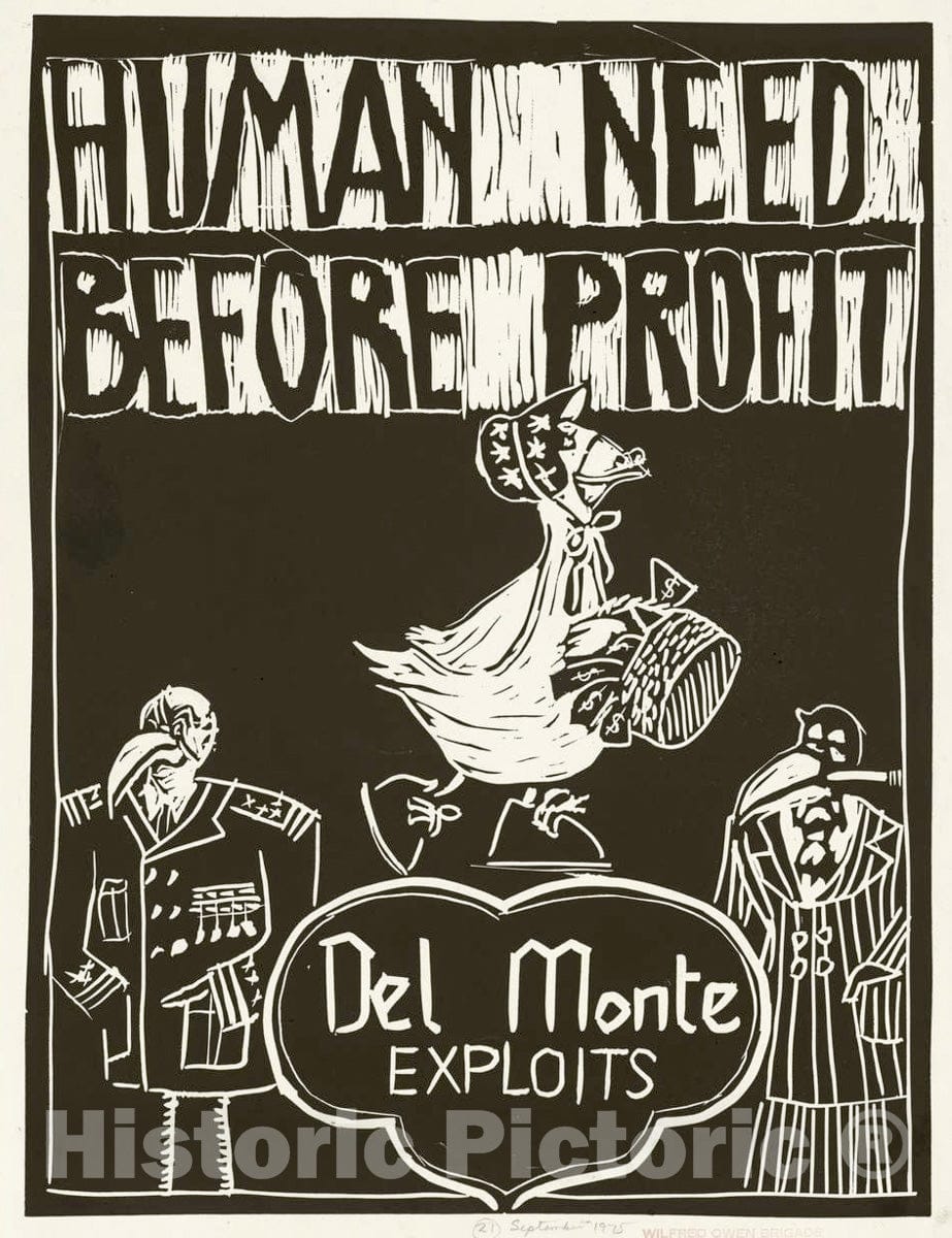 Vintage Poster -  Human Need Before Profit. Del Monte exploits, Historic Wall Art