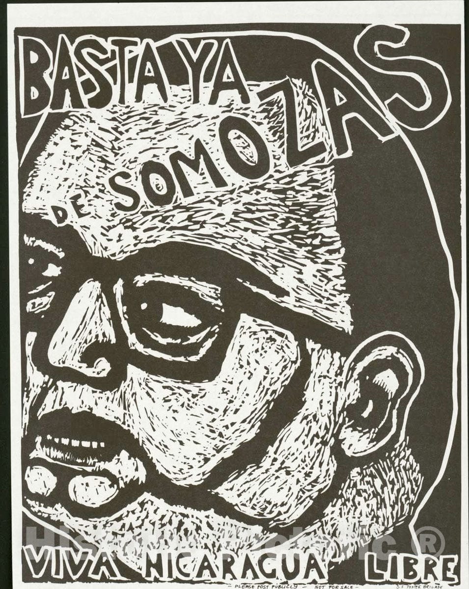 Vintage Poster -  Basta ya de somozas. Viva Nicaragua Libre 2, Historic Wall Art