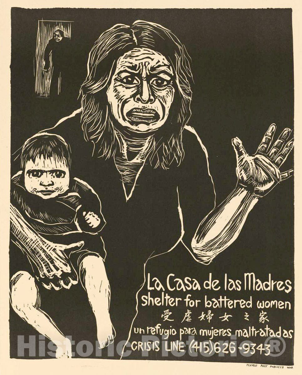 Vintage Poster -  La casa de las madres -  shelter for Battered Women, Historic Wall Art