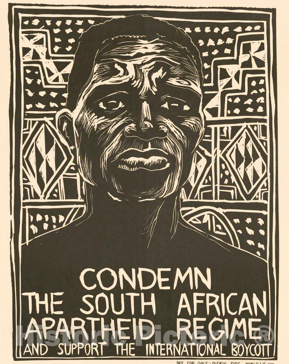 Vintage Poster -  Condemn The South African apartheid Regime and Support The International Boycott 2, Historic Wall Art