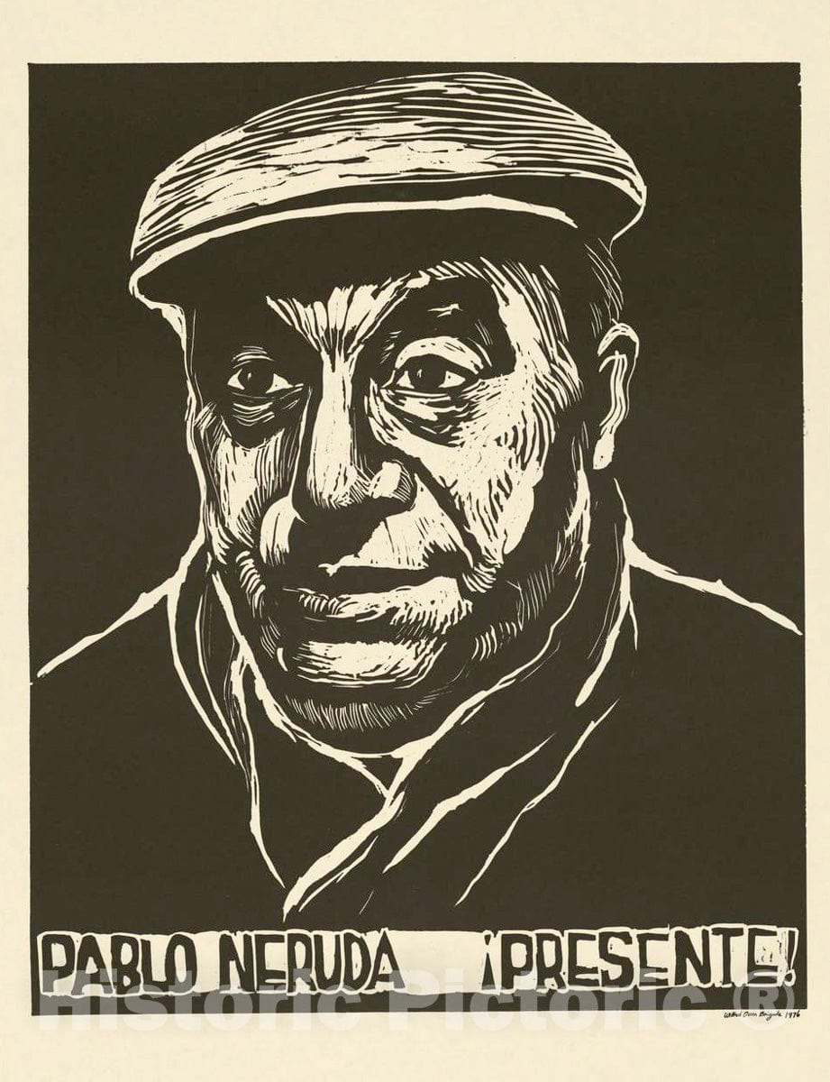 Vintage Poster -  Pablo neruda -  ! Presente!, Historic Wall Art