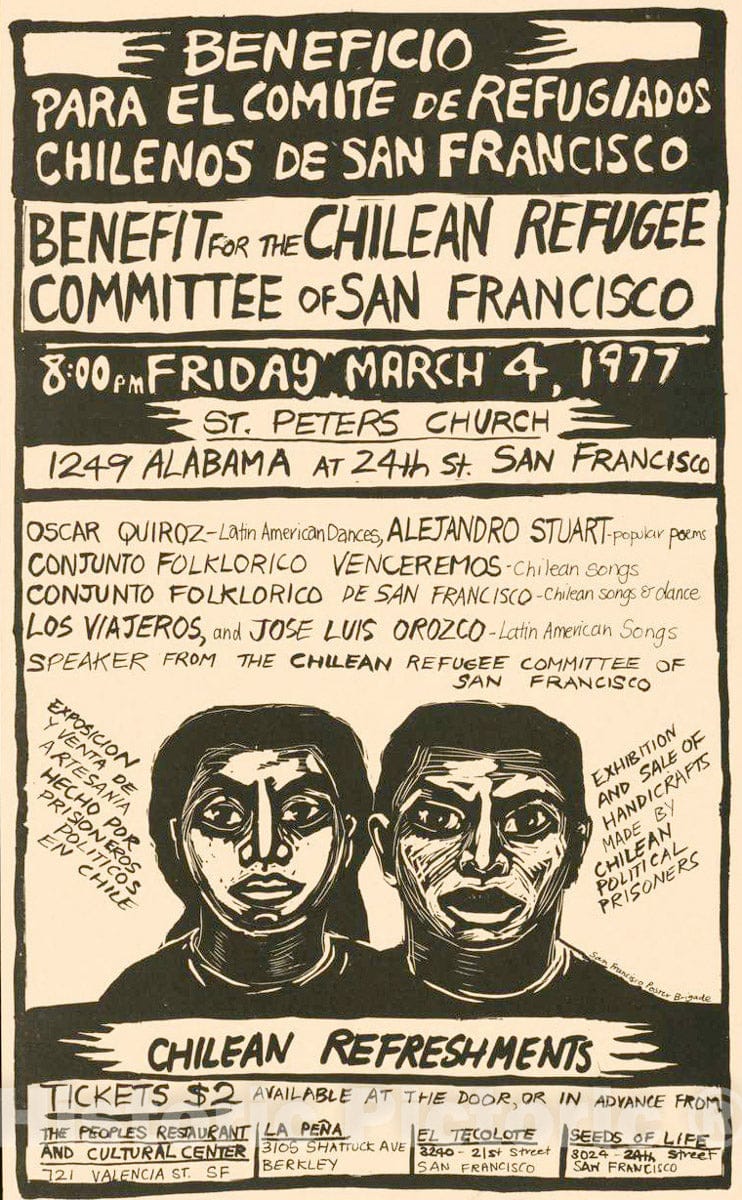 Vintage Poster -  Benefit for The Chilean Refugee Committee of San Francisco, Historic Wall Art