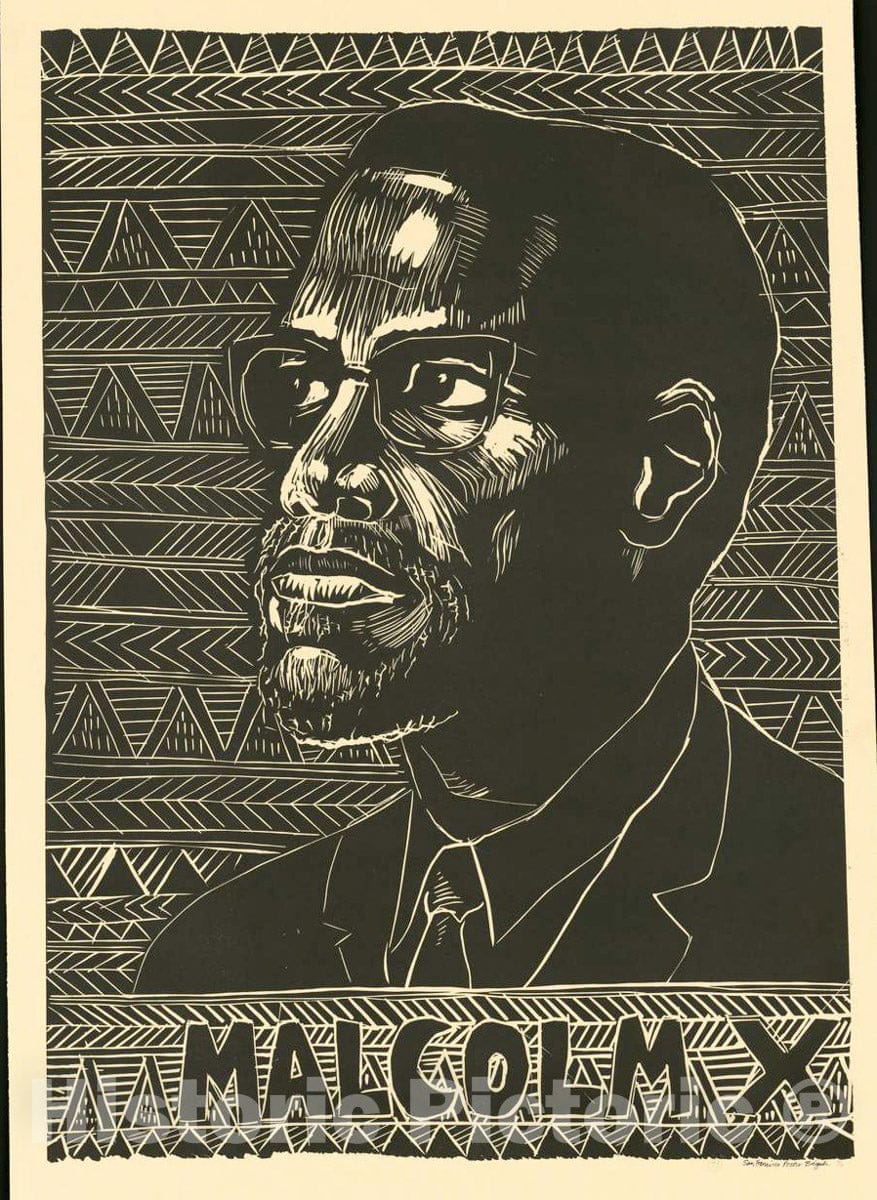 Vintage Poster -  Malcolm X, Historic Wall Art