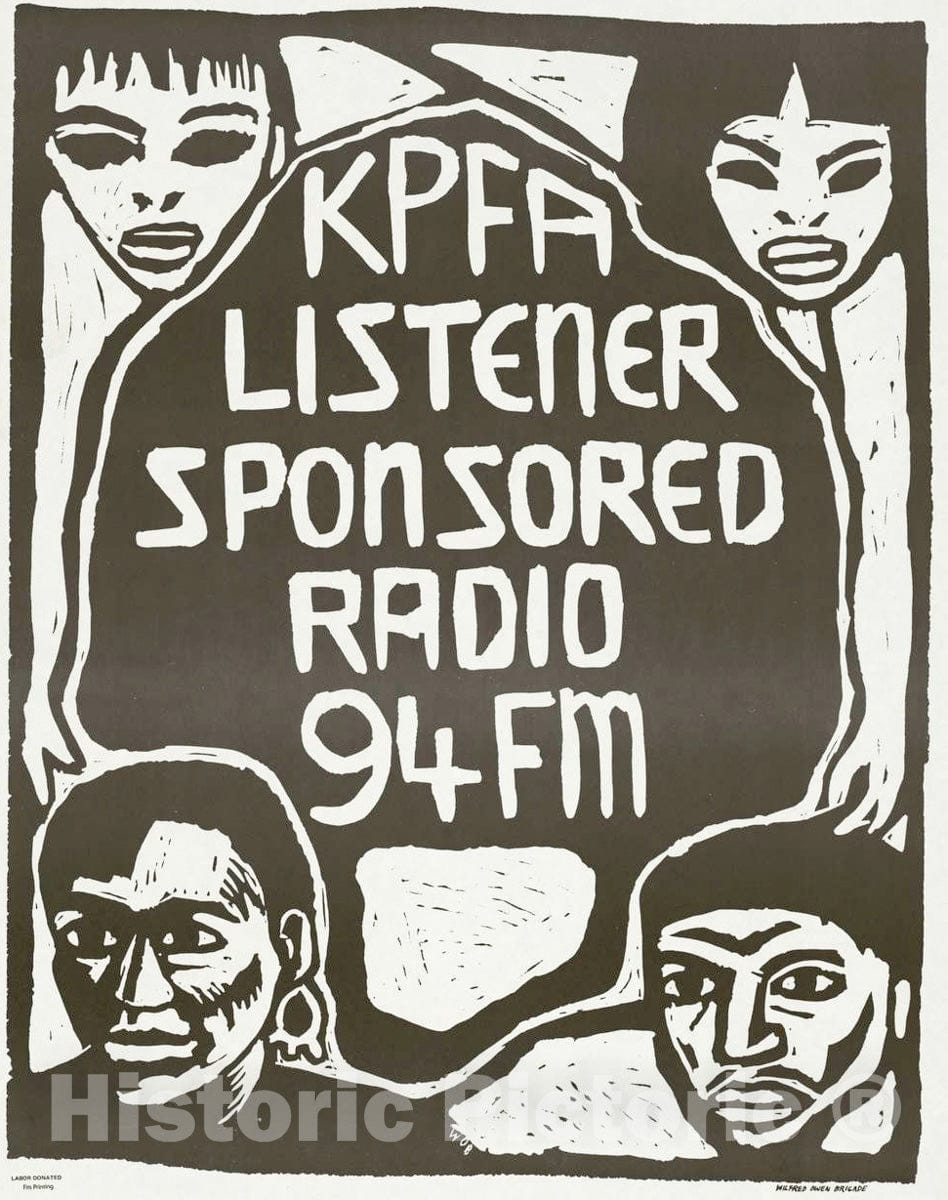 Vintage Poster -  KPFA Listener Sponsored Radio 94 fm, Historic Wall Art